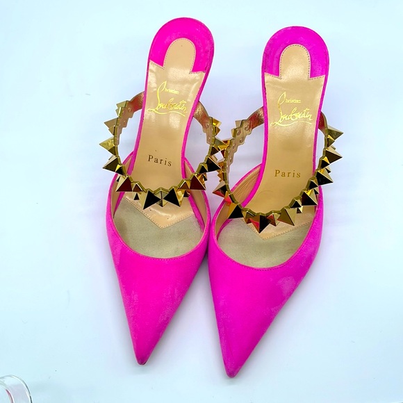 Christian Louboutin Shoes - Christian Louboutin Hot pink Planet Choc 80 Suede Mule Pumps 38.5